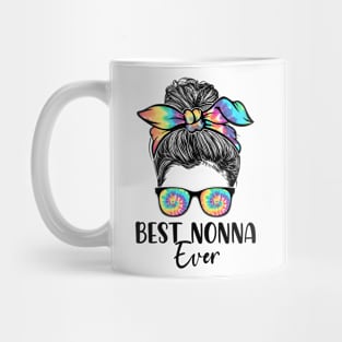 Best Nonna Ever Tie Dye Messy Bun Bandana Mother's Day Mug